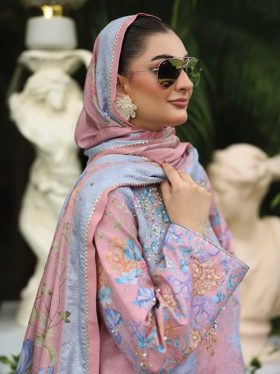 Rang Rasiya Luxury Silk Unstitched Embroidered 3Pc Suit D-02 Malisa