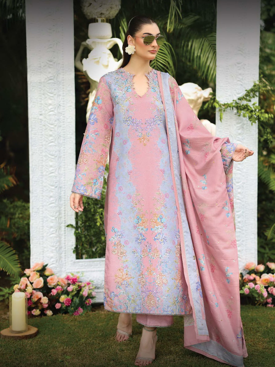 Rang Rasiya Luxury Silk Unstitched Embroidered 3Pc Suit D-02 Malisa