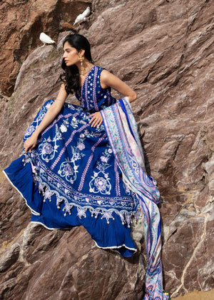 Sadaf Fawad Khan Siraa Embroidered Lawn Unstitched 3Pc Suit D-08 NEEL