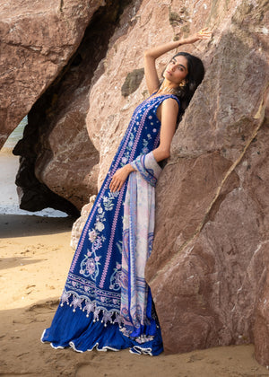 Sadaf Fawad Khan Siraa Embroidered Lawn Unstitched 3Pc Suit D-08 NEEL