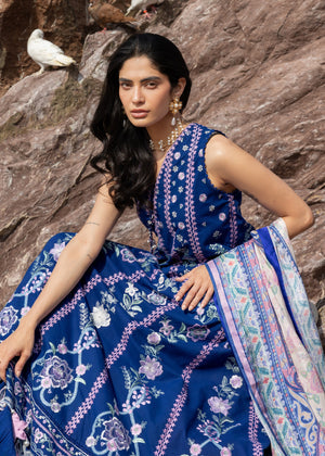 Sadaf Fawad Khan Siraa Embroidered Lawn Unstitched 3Pc Suit D-08 NEEL
