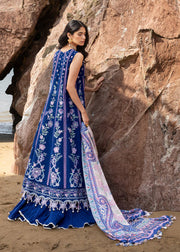 Sadaf Fawad Khan Siraa Embroidered Lawn Unstitched 3Pc Suit D-08 NEEL