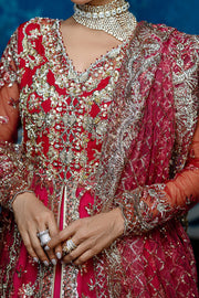 Mushq Stardust Embroidered Net Unstitched 3Pc Suit D-02 Red Carpet