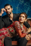 Mushq Stardust Embroidered Net Unstitched 3Pc Suit D-08 Red Carpet