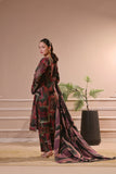 Feathers Dastak Unstitched Digital Printed Dhanak 3Pc Suit - VELVET DUSK