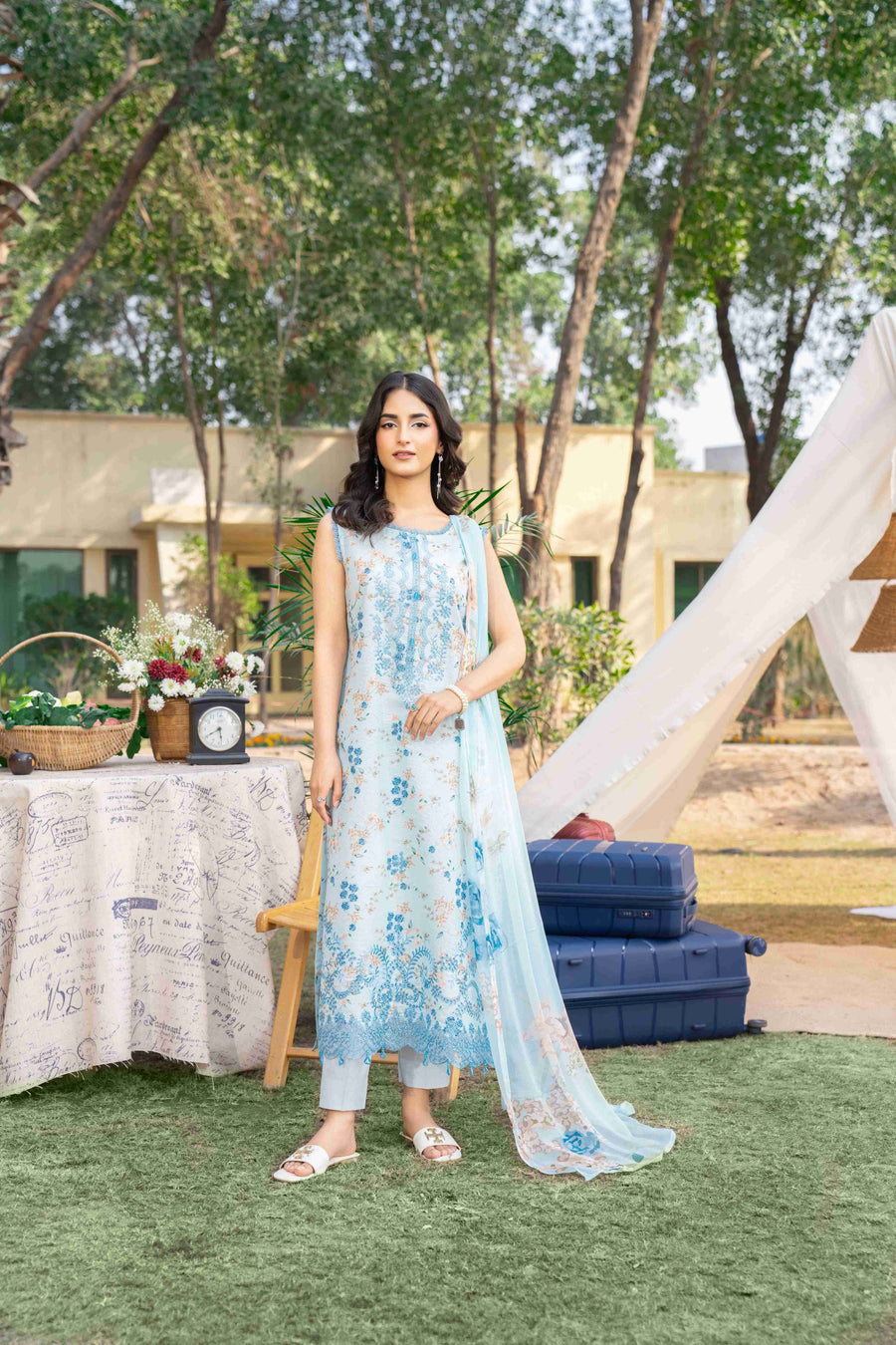 Spring Bell by Sanam Saeed Embroidered Lawn Unstitched 3Pc Suit D-08