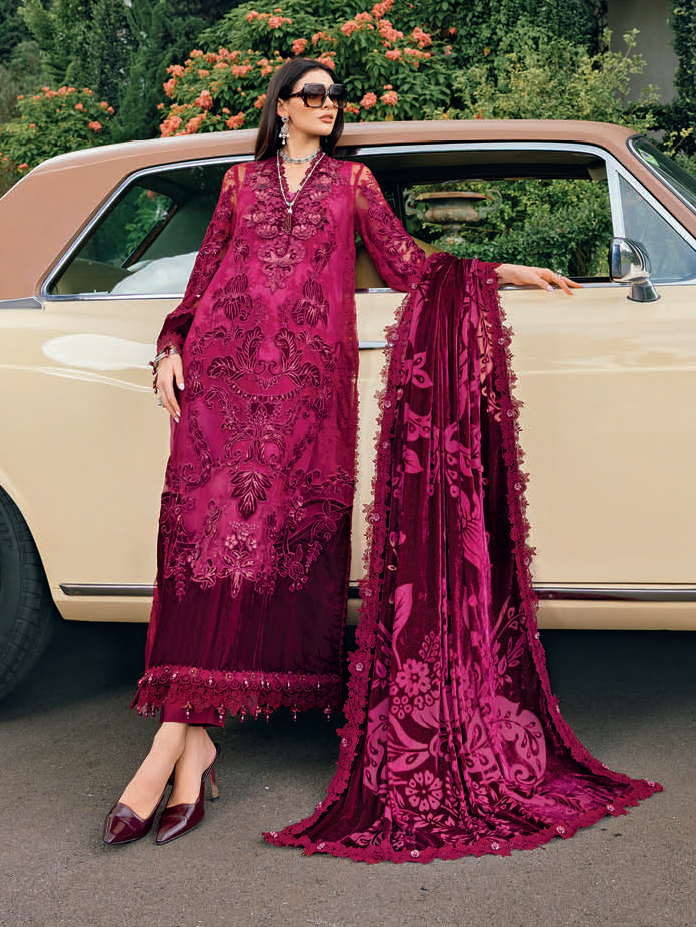 Maria.B Winter Luxe Embroidered Chantilly Unstitched 3Pc Suit D-08