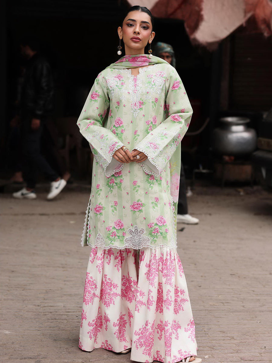 RajBari Nissa Floral Symphony Embroidered Lawn Unstitched 3Pc Suit D-08