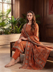 Pashm by Fiza Noor Premium Printed Leather Linen Unstitched 3Pc Suit D-08