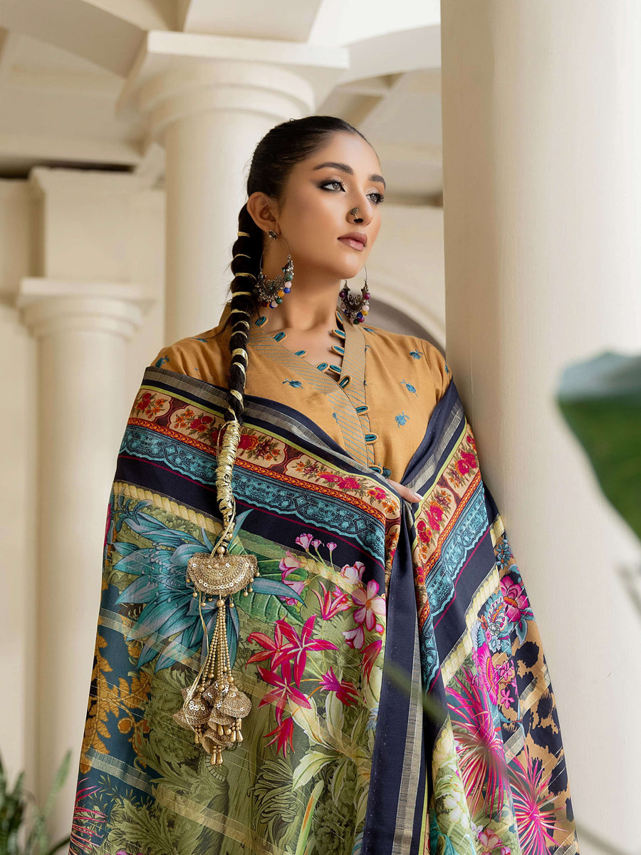 Waresha Kumash Luxury Embroidered Staple Unstitched 3Pc Suit D-08