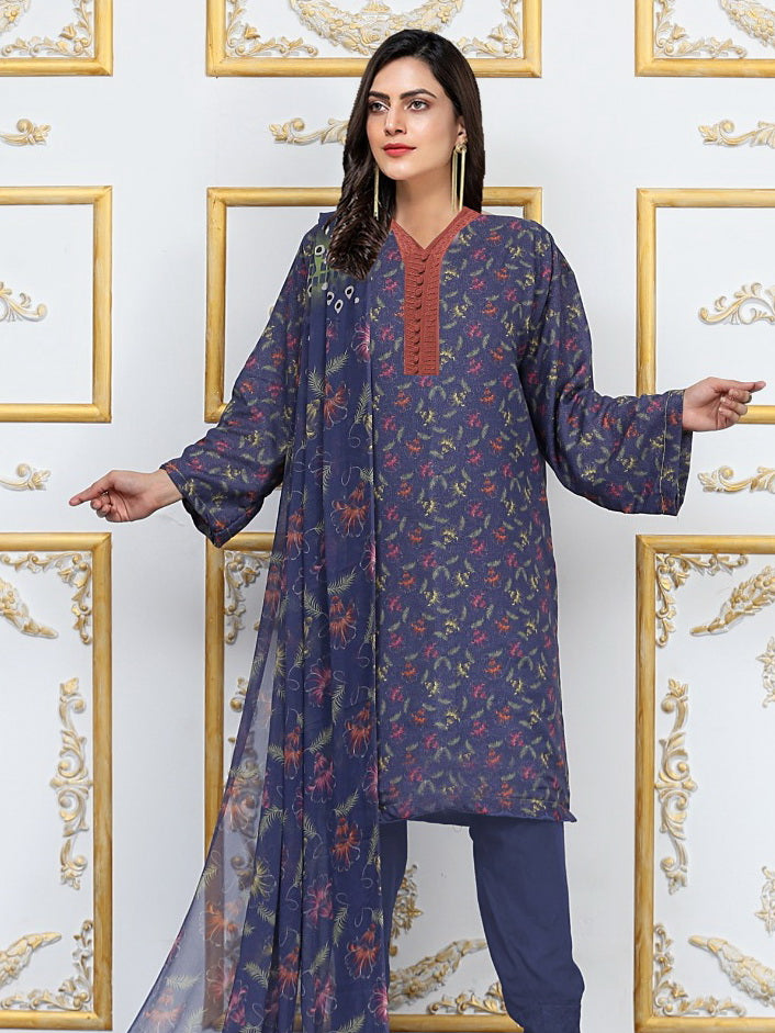 Shaista Digital Printed Karandi Unstitched 3 Piece Suit D-09