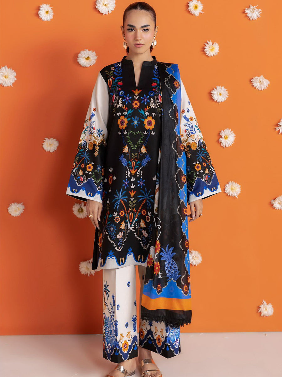 RajBari Amal Summer Prints Exclusive 3Pc Unstitched Lawn Suit D-09