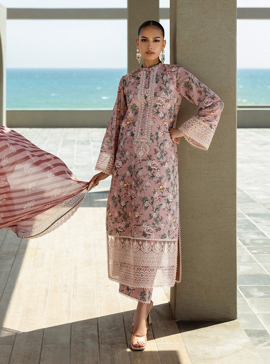 Zainab Chottani Tahra Embroidered Lawn Unstitched 3Pc Suit D-09 MARAYA