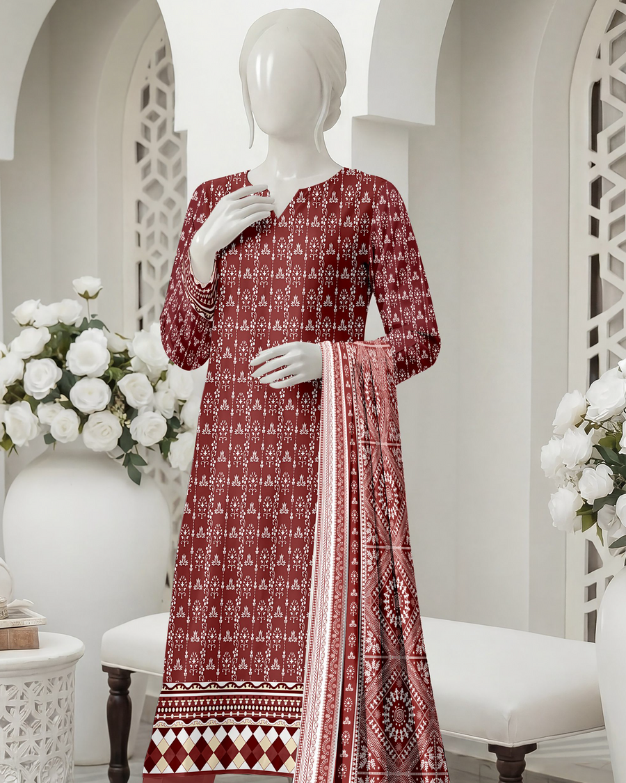 Ittehad Essential Vol-03 Unstitched Printed Lawn 3Pc Suit D-09