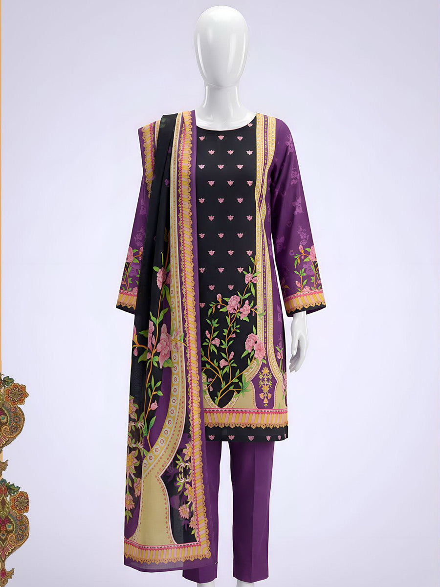 Ittehad Essential Printed Lawn Unstitched 3Pc Suit D-09