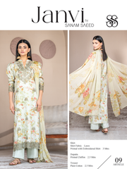 Janvi by Sanam Saeed Embroidered Lawn Unstitched 3Pc Suit D-09