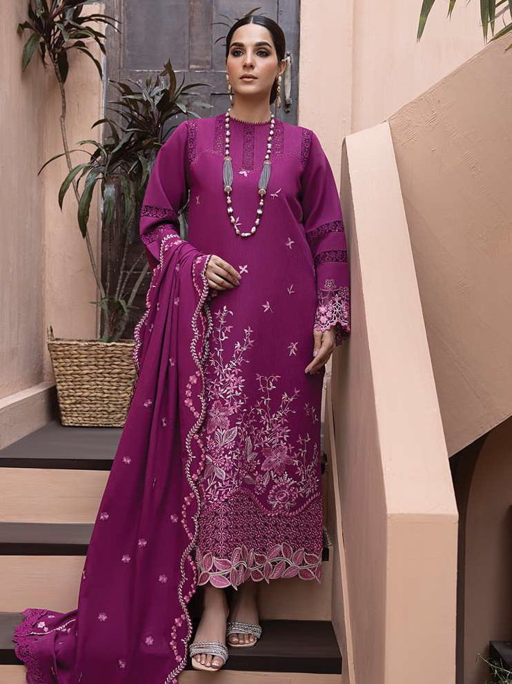 Rang Rasiya Carnation Embroidered Karandi 3Pc Suit D-09 NARIN