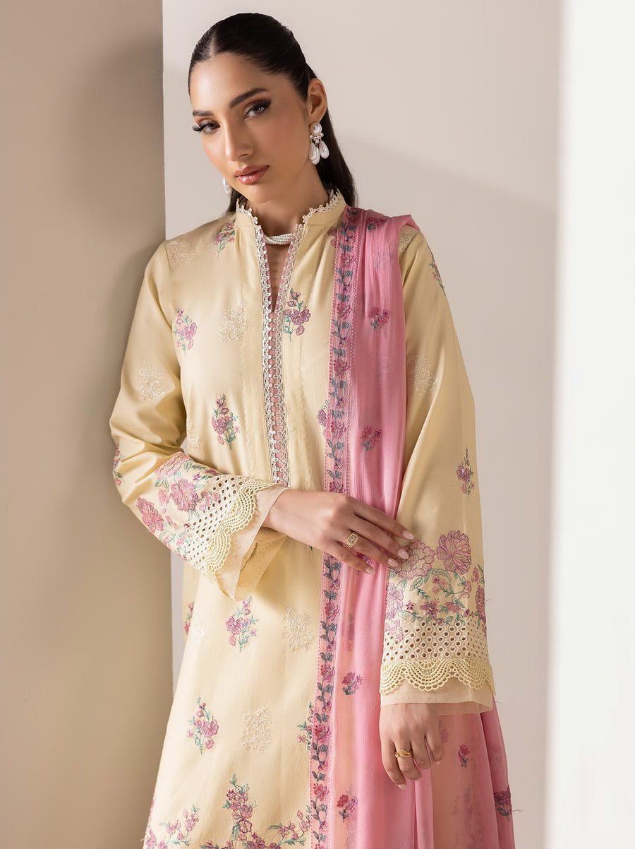 RajBari Premium Embroidered Lawn Unstitched 3Pc Suit D-09