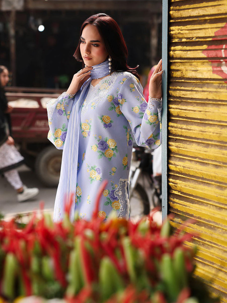 RajBari Nissa Floral Symphony Embroidered Lawn Unstitched 3Pc Suit D-09
