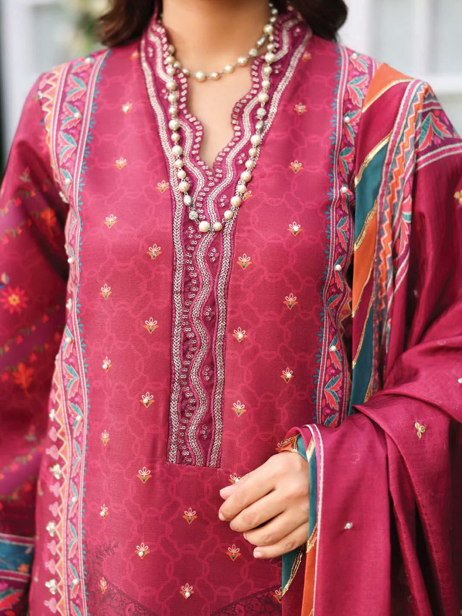 Rang Rasiya Luxury Silk Unstitched Embroidered 3Pc Suit D-01 Ayra