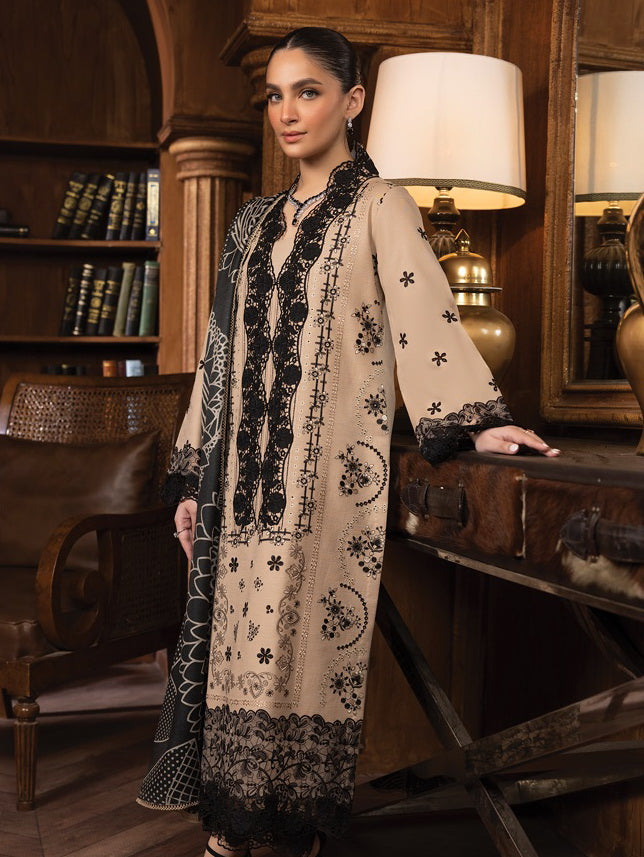 Rang Rasiya Carnation Embroidered Khaddar Unstitched 3Pc Suit D-09
