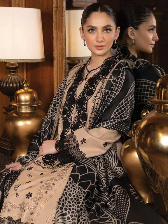 Rang Rasiya Carnation Embroidered Khaddar Unstitched 3Pc Suit D-09