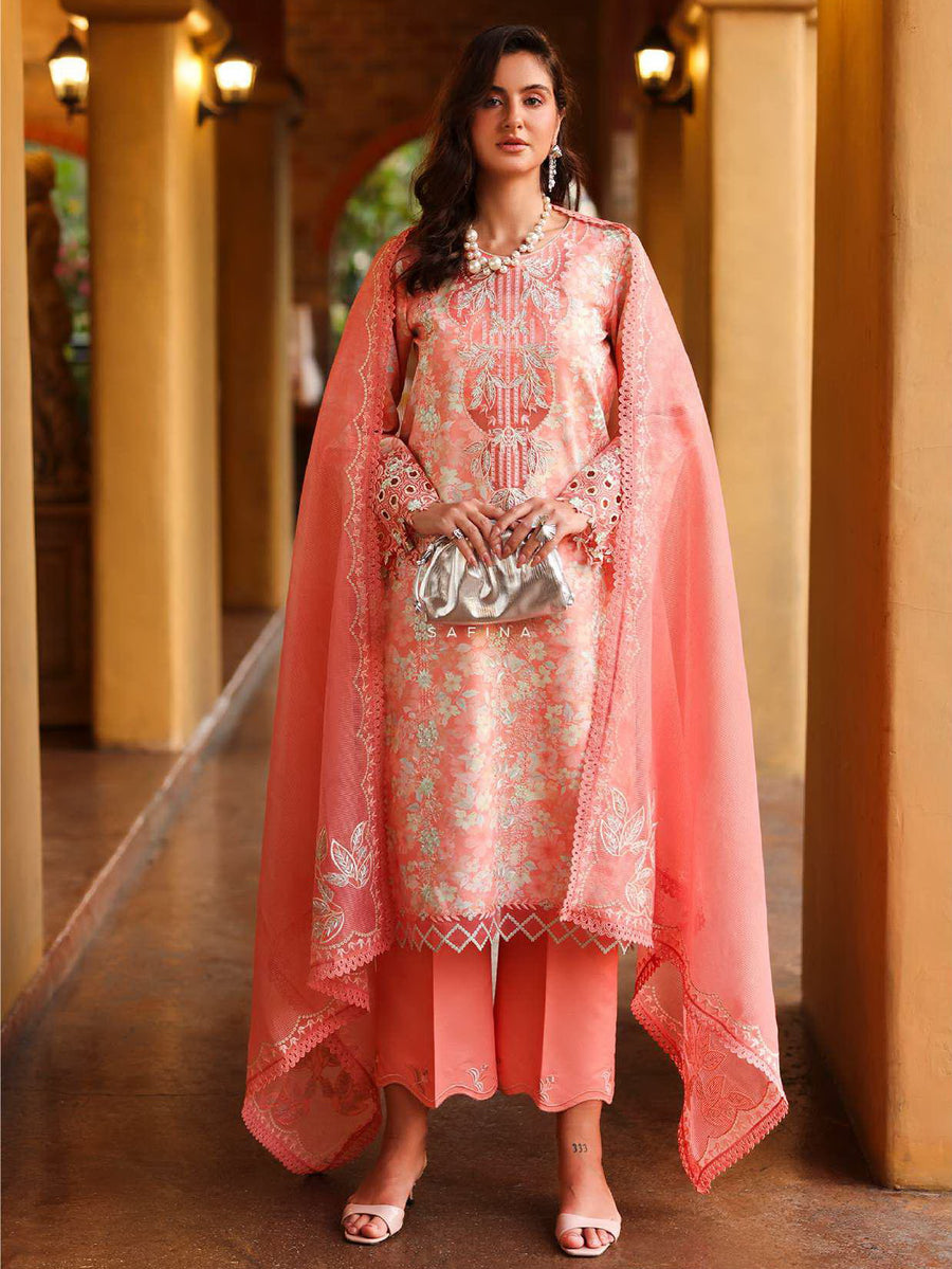 Rang Rasiya Florence Embroidered Lawn Unstitched 3Pc Suit D-09 SAFINA