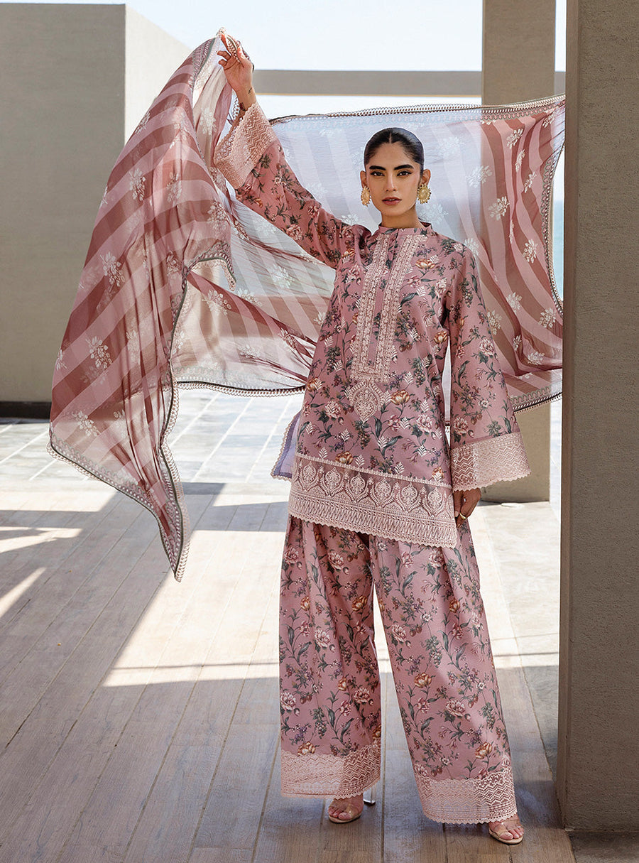 Zainab Chottani Tahra Embroidered Lawn Unstitched 3Pc Suit D-09 MARAYA