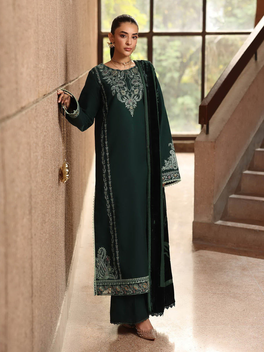RajBari Premium Embroidered Peach Unstitched 3Pc Suit D-09