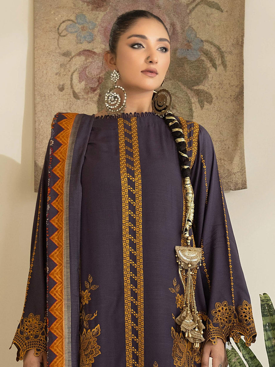Waresha Kumash Luxury Embroidered Staple Unstitched 3Pc Suit D-09