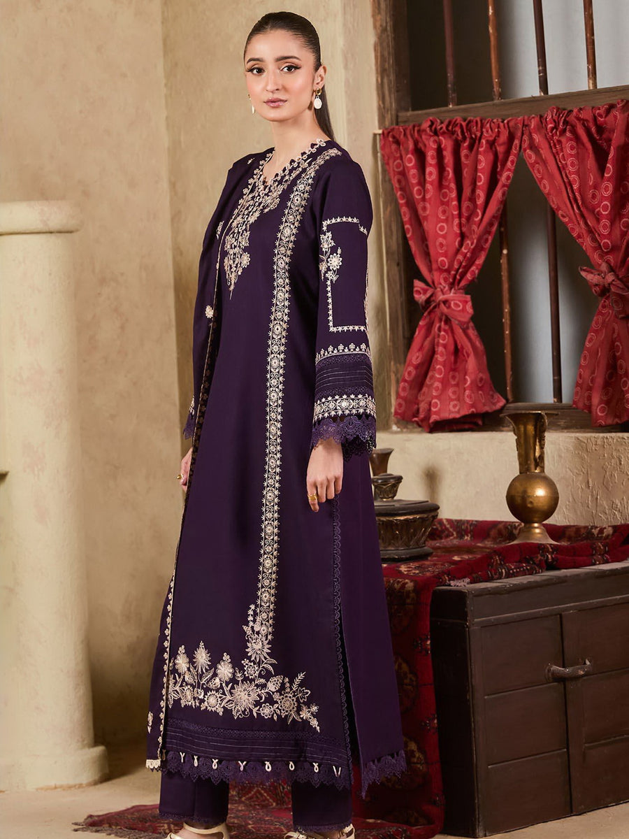 Raha by RajBari Premium Summer Embroidered Lawn Unstitched 3Pc Suit D-09