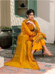 Manizay Saqafat Premium Embroidered Lawn Unstitched 3Pc Suit D-09