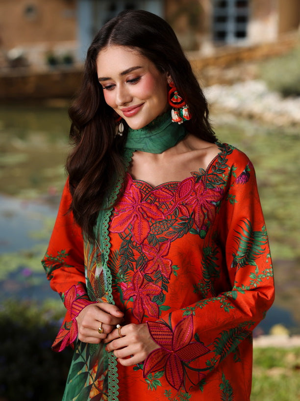 Rang Rasiya Lifestyle Embroidered Lawn Unstitched 3Pc Suit D-09 Olivine