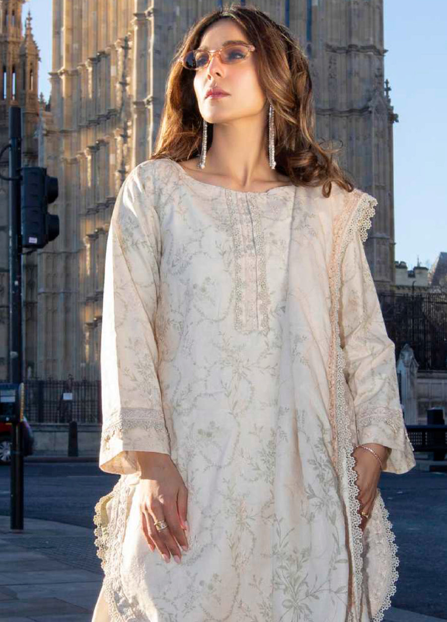AL Zohaib Dhagakari Embroidered Lawn Unstitched 3Pc Suit D-01
