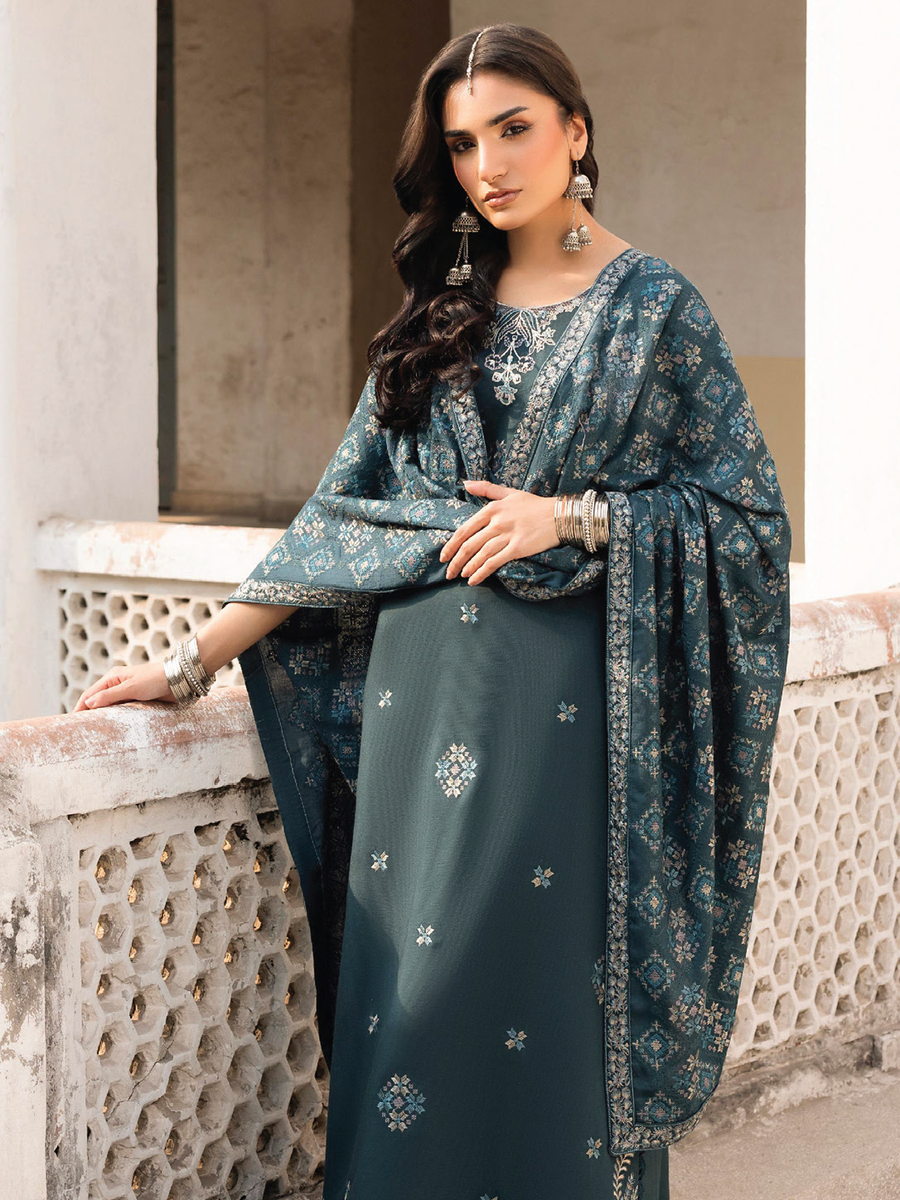 CELTS Mehr Premium Embroidered Karandi Unstitched 3Pc Suit D-10