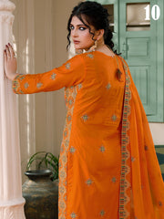 Manizay Saqafat Premium Embroidered Lawn Unstitched 3Pc Suit D-10