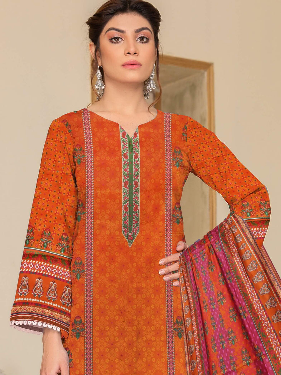Rashk e Qamar Digital Printed Linen Unstitched 3Pc Suit D-10