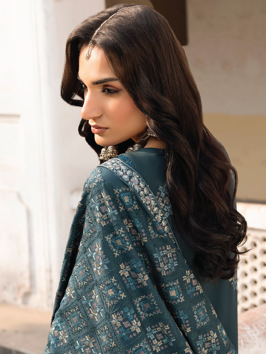 CELTS Mehr Premium Embroidered Karandi Unstitched 3Pc Suit D-10
