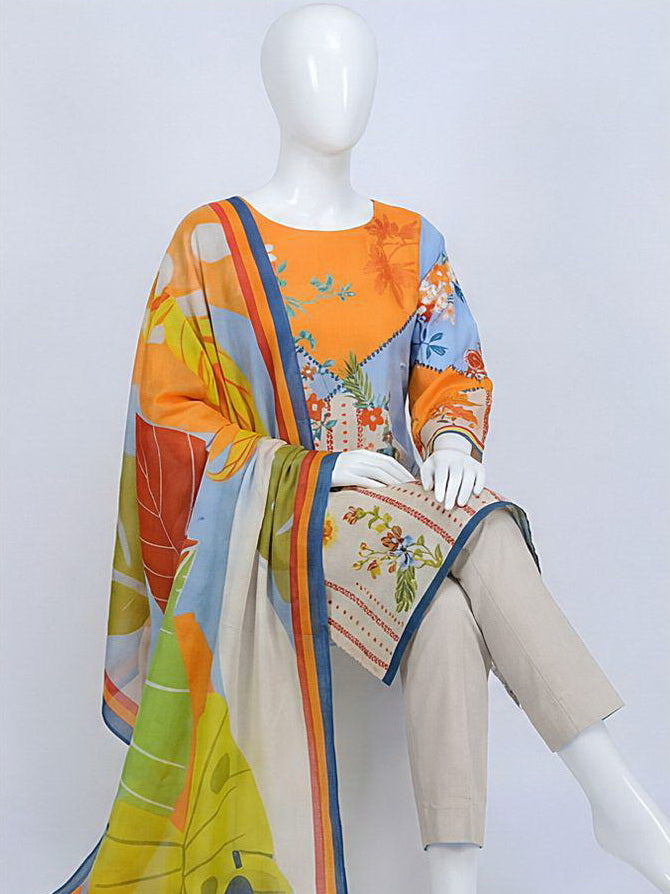 Ittehad Essential Printed Lawn Unstitched 3Pc Suit D-10