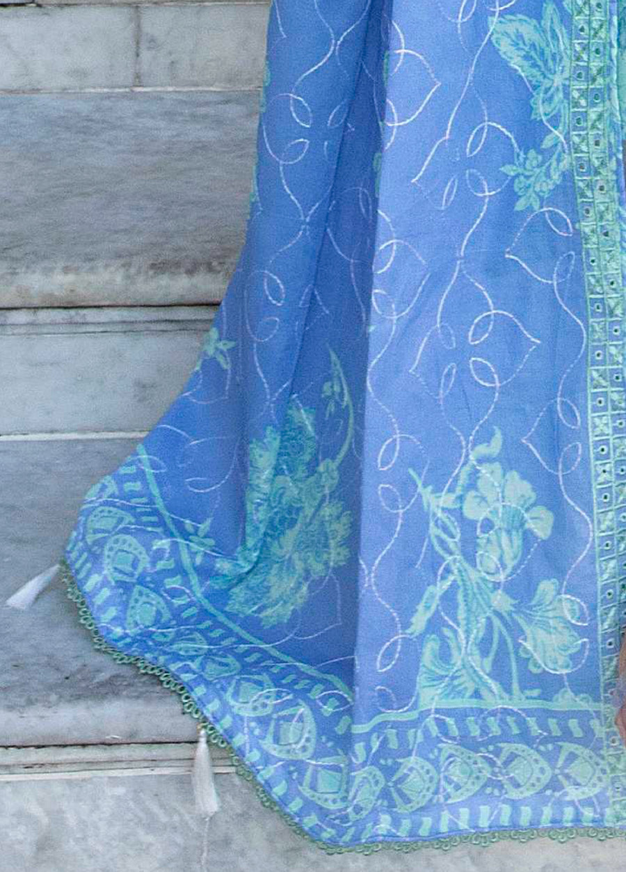 AL Zohaib Dhagakari Embroidered Lawn Unstitched 3Pc Suit D-10