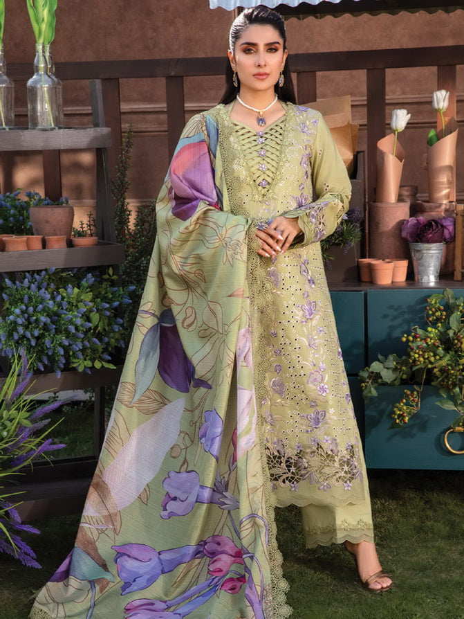 Rang Rasiya Premium Embroidered Lawn Unstitched 3Pc Suit D-08 AYSEL