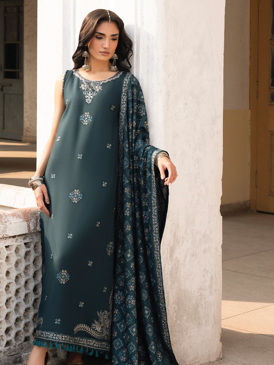 CELTS Mehr Premium Embroidered Karandi Unstitched 3Pc Suit D-10