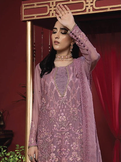 Heer by Humdum Embroidered Chiffon Unstitched 3PC Suit HR-10
