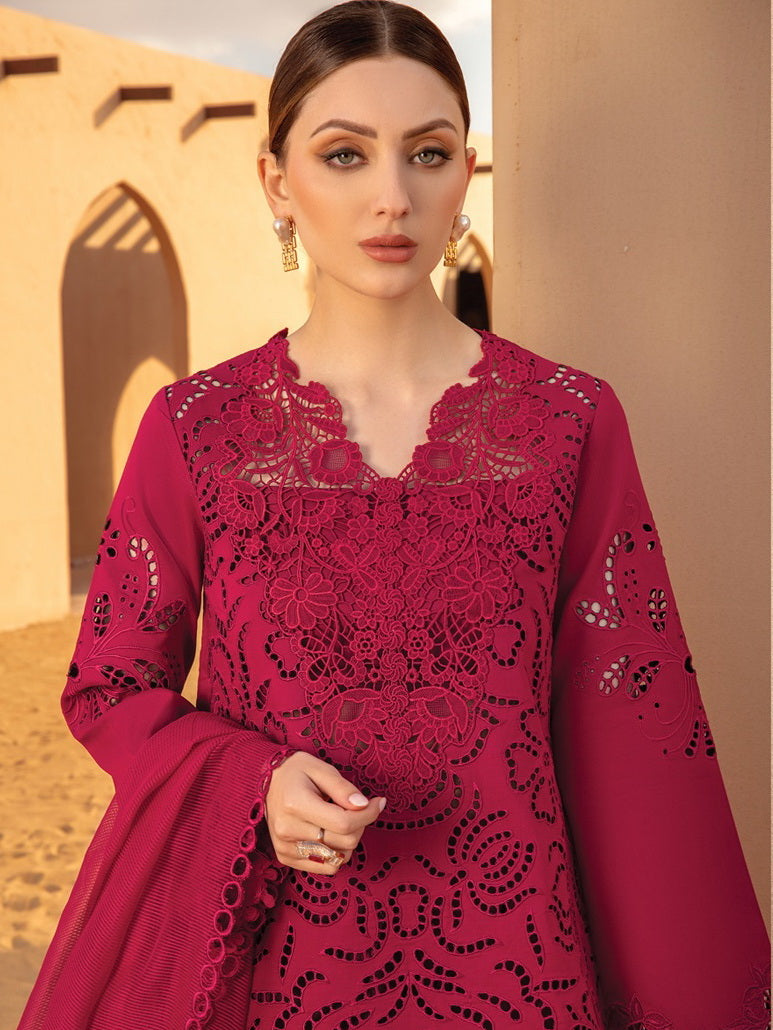 Rang Rasiya Premium Embroidered Lawn Unstitched 3Pc Suit D-10 RAMEEN