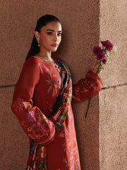 RajBari Premium Embroidered Peach Unstitched 3Pc Suit D-10