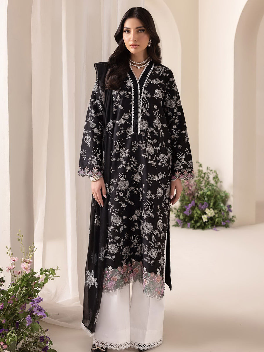 RajBari Premium Embroidered Lawn Unstitched 3Pc Suit D-10