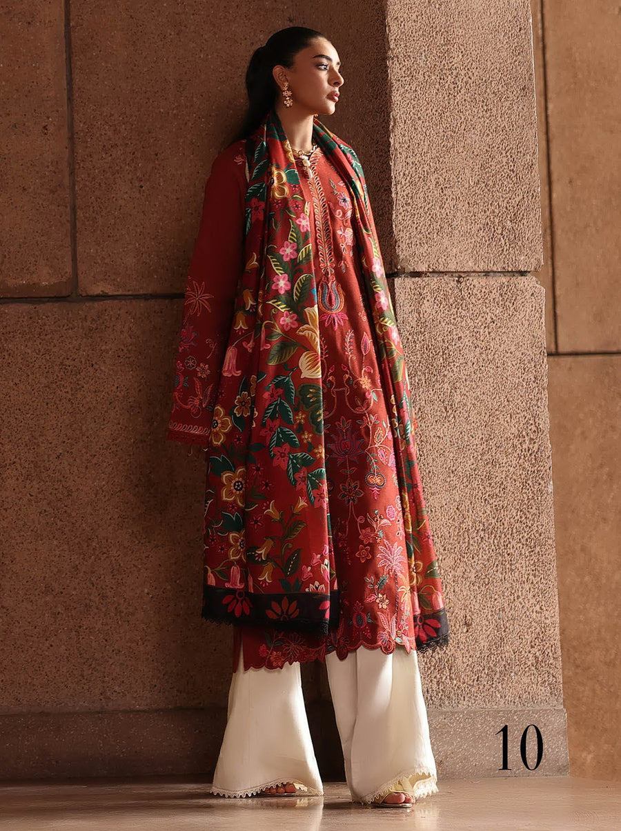RajBari Premium Embroidered Peach Unstitched 3Pc Suit D-10