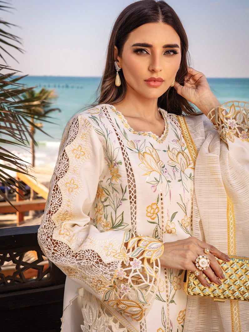Rang Rasiya Premium Embroidered Lawn Unstitched 3Pc Suit D-07 NOOREH