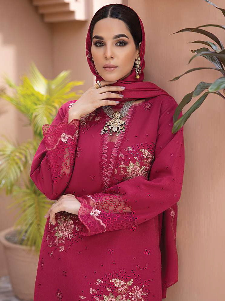 Rang Rasiya Carnation Embroidered Karandi 3Pc Suit D-10 AERGUL