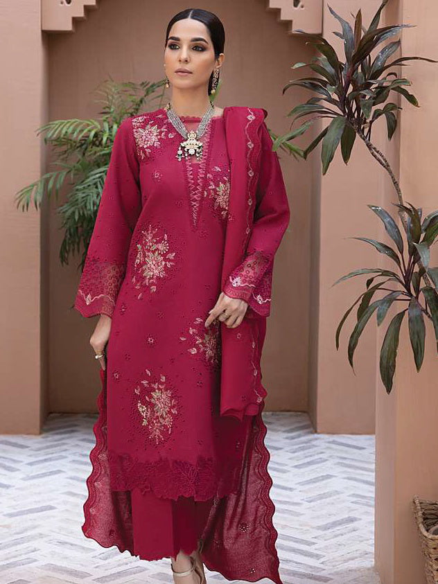 Rang Rasiya Carnation Embroidered Karandi 3Pc Suit D-10 AERGUL
